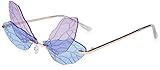 Grainas Schmetterling Randlose Sonnenbrille für Damen Mode Frauen...