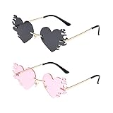 Flammen Sonnenbrille Herz Sonnenbrille Rahmenlose Sonnenbrillen Herz...