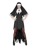 Horror-Shop Dämonische Nonne Damenkostüm mit Haube als Verkleidung...
