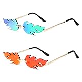 Tagaremuser 2 Stück Flammen Sonnenbrille, Flammen Brillen, Lustige...