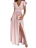 Tomwell Damen Kleid mit Schlitz V-Ausschnitt Langarm Elegant Hohe...