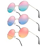 Fanshiontide 3 Paar Hippie Brille, Runde Sonnenbrillen Party Brille...