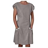 Geschenke Für Frauen Kleid Damen, Knopfkleid Tasche Festes Kurzes...