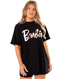 Barbie übergroßt T-Shirt Womens Damen Puppe Logo Schwarz Top...