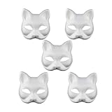 MAGICLULU 5 Stück Weiße Katzenmaske Kunstmasken DIY Leere Halloween-...