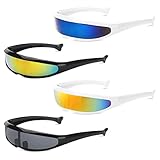 4 Stück Futuristische Sonnenbrille Verspiegelte Partybrille Funbrille...