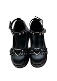 Damen Platform Mary Jane Schuhe Sweet Toe Knöchel Gothic Plattform...