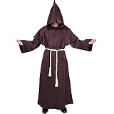 Myir JUN Mönch Robe Kostüm Mönch Priester Gewand Kostüm mit Kapuze...