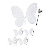 Relaxdays 5 x Feenflügel mit Zauberstab, Fee Kostüm Kinder, Flügel...