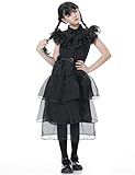 IUTOYYE Mädchen Schwarz Kostüm Kinder Garnkleid Mittwoch Cosplay...