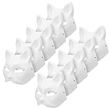 Toyvian 10 Stück Katzenmasken zum Bemalen, Tiermasken zum...