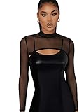 SOLY HUX Damen Super Crop Mesh Top mit Stehkragen Schmal T-Shirt...