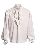 Herren Mittelalter Hemd Rüschenhemd Gothic Shirt Pirat Langarm...
