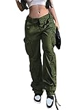 shownicer Cargohose Damen Low Waist Cargo Jeans Gerade Breites Bein...