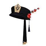 NUWIND Hu Tao Hut Cosplay 3D Blume Quaste Schleife Schwarz Zylinder...