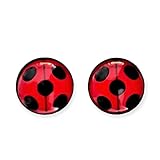 Marienkäfer Ohrstecker rot schwarz Punkte earstuds dots handmade 10mm...