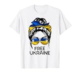 Ukrainische Flagge, Ukraine Pride, Frauen, unordentlicher Dutt, freie...