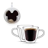 JoyJolt Disney Mickey Mouse 3D Espressotassen 6 oz Glasbecher 2er Set...