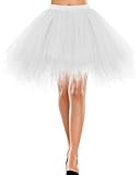 Rock lang Tüll Rockabilly weißes Kleid Kleidung Vintage Damen Retro...