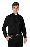 IvyRobes Herren Priesterhemd mit Tab Kollar Kragen Pfarrer Langarm...