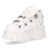 New Rock 106N-S8 Unisex Turm 100% Weißes Leder Gote Plateau Punk...