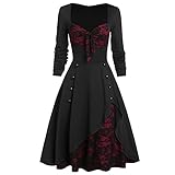 Graceyo Damen Mittelalter Kleid Gothic Kleider, Steampunk Gitter...