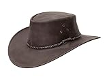 Lederhut Cowboyhut Australien Style Westernhut Herren Damen schwarz...