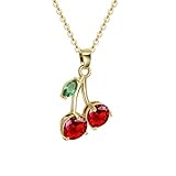 VONSSY 18K vergoldet Personalisierte Rote Kirsche Anhänger Blume...