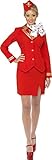 Smiffys Damen Kostüm Stewardess Flugbegleiterin in rot Karneval...