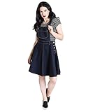 Hell Bunny Damen Latzkleid Dakota Pinafore (Blau, UK 22 (4XL))