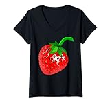Damen Lustiges Erdbeere Kostüm Fasching Erdbeerkostüm T-Shirt mit...