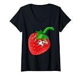 Damen Lustiges Erdbeere Kostüm Fasching Erdbeerkostüm T-Shirt mit...