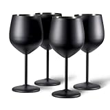 Oak & Steel - 4 Edelstahl Weingläser (540ml) - Schwarz Matte - Robust...