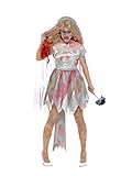 Halloween! Smiffys Deluxe Zombiebraut-Kostüm, Grau, mit Kleid,...
