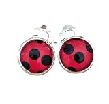 handmade Marienkäfer Ohrclips Ohrringe 10mm Motiv rot schwarz Punkte...