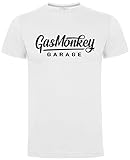 Gas Monkey Garage T-Shirt Large Script Logo White-L