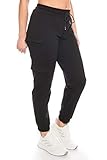Damen Jogging Hose Jogginghose High Waist Baumwolle lang freizeithose...