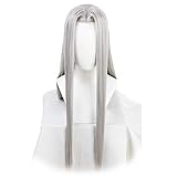 Game Final Fantasy Sephiroth Cosplay Wig FF7 Cosplay Long Silvery...