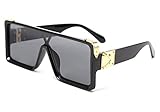 FEISEDY Retro Quadratische Sonnenbrille Punk Rock Hip Hop Millionär...