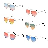 6 Stück Herz Sonnenbrille, Hippie Herzförmige Brille, Herz Geformt...