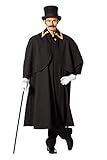 shoperama Premium Herren Kutscher Umhang lang Schwarz/Gold Mantel Cape...