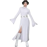 LIKUNGOU Leia Kostüm Weißes Kleid Robe mit Gürtel Halloween...