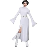 LIKUNGOU Leia Kostüm Weißes Kleid Robe mit Gürtel Halloween...