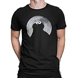 Sesamstrasse Cookie Monster in Mondlicht Herren T-Shirt Schwarz, Gr: L