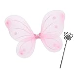 Relaxdays Feenflügel mit Zauberstab, Fee Kostüm Kinder, Flügel &...