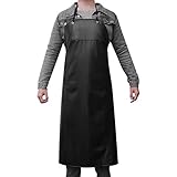 Supvox Waterproof Unisex Heavy Duty Apron for Butchers Kitchen (Black)