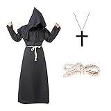 Formemory Priester Kostüm Herren Cosplay,Hooded Mönch Kostüm mit...