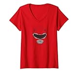 Power Rangers Red Ranger Mask T-Shirt mit V-Ausschnitt