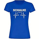 VIMAVERTRIEB® Damen T-Shirt Schalke - Herzschlag - Druck: weiß -...