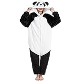 Panda Jumpsuit Damen Tier Oversized Kuschelig Schlafanzug Herren Lang...